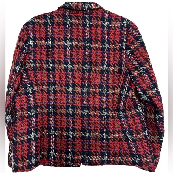 NWT Jones New York Red Black Blue Open Jacket - Picture 2 of 7